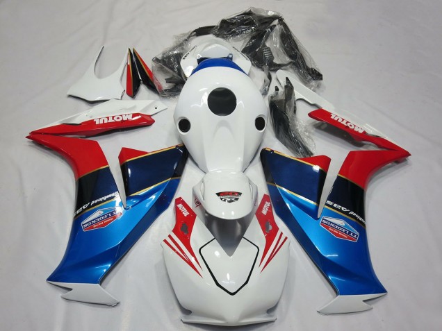 Lojas Carenagens Moto Honda CBR1000RR 2012-2016 - Branco Vermelho Azul Motul