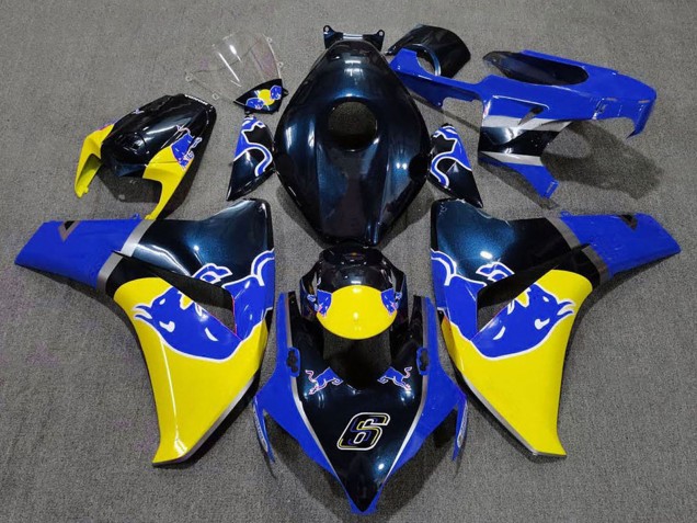 Lojas Carenagem Moto Honda CBR1000RR 2008-2011 - Azul Escuro Amarelo Red Bull