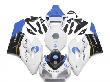 Lojas Carenagens Moto Honda CBR1000RR 2004-2005 - Branco Azul Claro Preto Brilhante Konica Minolta