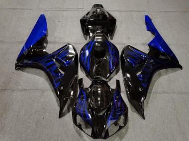 Lojas Carenagem Moto Honda CBR1000RR 2006-2007 - Preto Brilhante Azul Chama