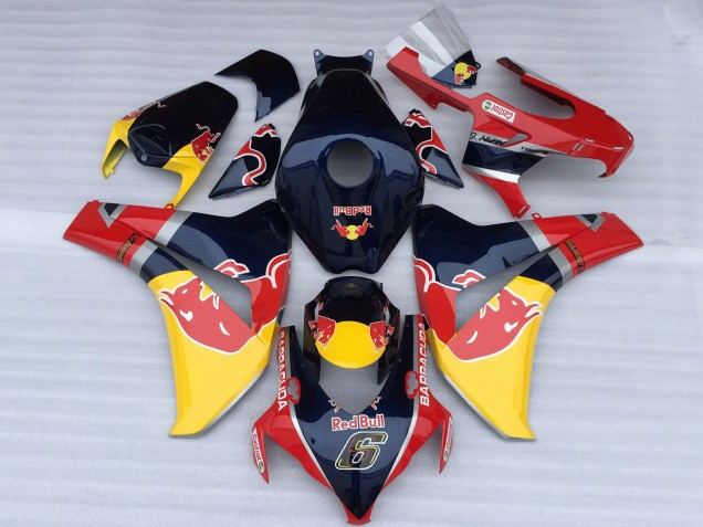 Lojas Carenagens Moto Honda CBR1000RR 2008-2011 - Azul Escuro Amarelo Red Bull