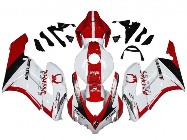 Lojas Carenagens Moto Honda CBR1000RR 2004-2005 - Branco Vermelho Preto Brilhante Pramac Bridgestone