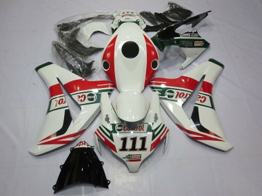 Lojas Carenagens Moto Honda CBR1000RR 2008-2011 - Branco Vermelho Verde Castrol 111