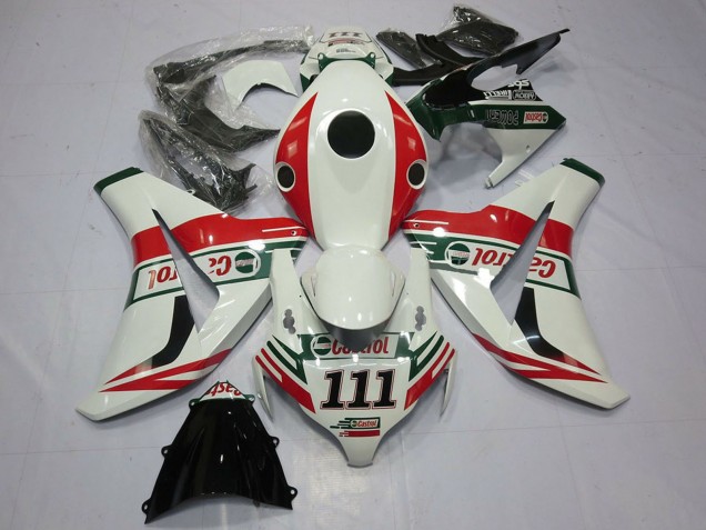 Lojas Carenagens Moto Honda CBR1000RR 2008-2011 - Branco Vermelho Verde Castrol 111