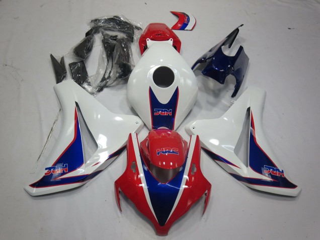 Lojas Carenagens Moto Honda CBR1000RR 2008-2011 - Branco Vermelho Azul HRC Estilo