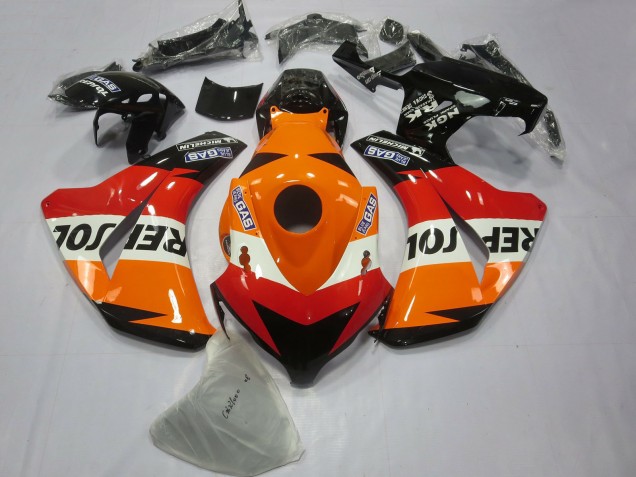 Lojas Carenagem Moto Honda CBR1000RR 2008-2011 - Laranja Branco Vermelho Preto Brilhante Repsol