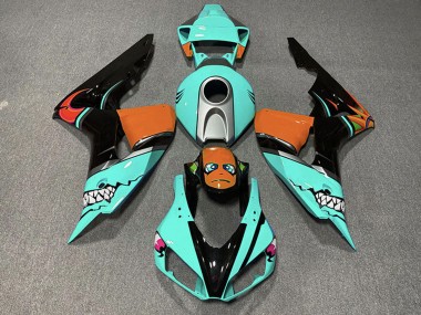 Lojas Carenagens Moto Honda CBR1000RR 2006-2007 - Ciano Azul Laranja Preto Brilhante Tubarão