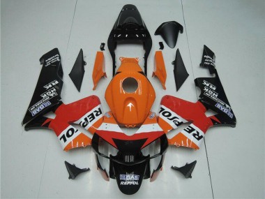 Lojas Kits Carenagem Moto Honda CBR600RR 2003-2004 - Laranja Branco Vermelho Preto Brilhante Repsol