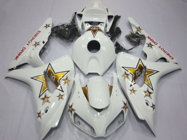 Lojas Carenagens Moto Honda CBR1000RR 2006-2007 - Branco Ouro Estrela Energy Drink