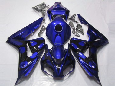 Lojas Carenagens Moto Honda CBR1000RR 2006-2007 - Azul Preto Brilhante Chama