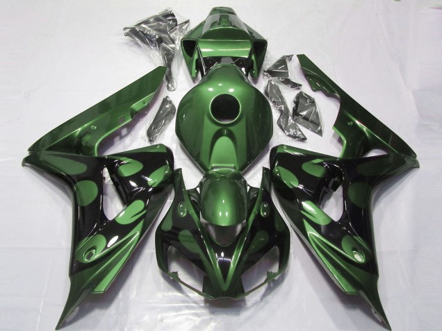 Lojas Carenagens Moto Honda CBR1000RR 2006-2007 - Verde Preto Brilhante Chama