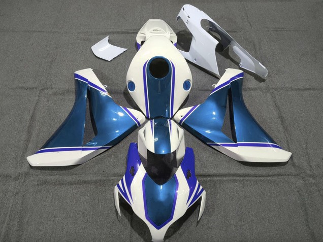 Lojas Carenagens Moto Honda CBR1000RR 2008-2011 - Branco Azul Pérola Brilhante