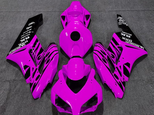 Lojas Carenagens Moto Honda CBR1000RR 2004-2005 - Rosa Preto Brilhante Chama