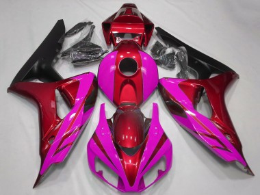 Lojas Carenagens Moto Honda CBR1000RR 2006-2007 - Vermelho Rosa Preto Fosco
