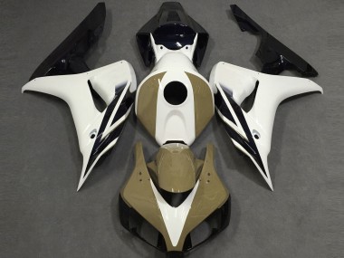 Lojas Carenagens Moto Honda CBR1000RR 2006-2007 - Branco Tan Preto Brilhante