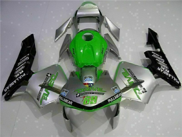 Lojas Carenagem Moto Honda CBR600RR 2003-2004 - Prata Verde Preto Brilhante