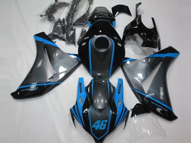 Lojas Carenagens Moto Honda CBR1000RR 2008-2011 - Cinzento Azul Preto Fosco Motul 46