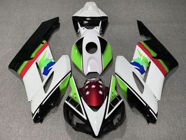 Lojas Carenagens Moto Honda CBR1000RR 2004-2005 - Branco Verde Vermelho Preto Brilhante Estrela