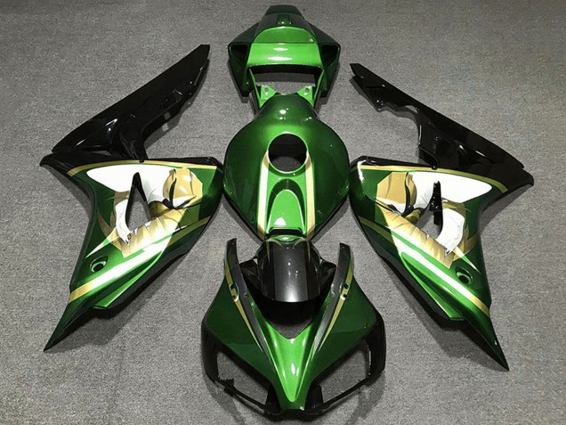 Lojas Carenagens Moto Honda CBR1000RR 2006-2007 - Verde Branco Ouro Preto Brilhante
