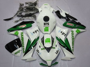 Lojas Carenagens Moto Honda CBR1000RR 2012-2016 - Branco Verde Preto Brilhante Hannspree Castrol