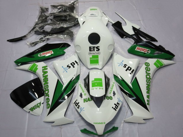 Lojas Carenagens Moto Honda CBR1000RR 2012-2016 - Branco Verde Preto Brilhante Hannspree Castrol