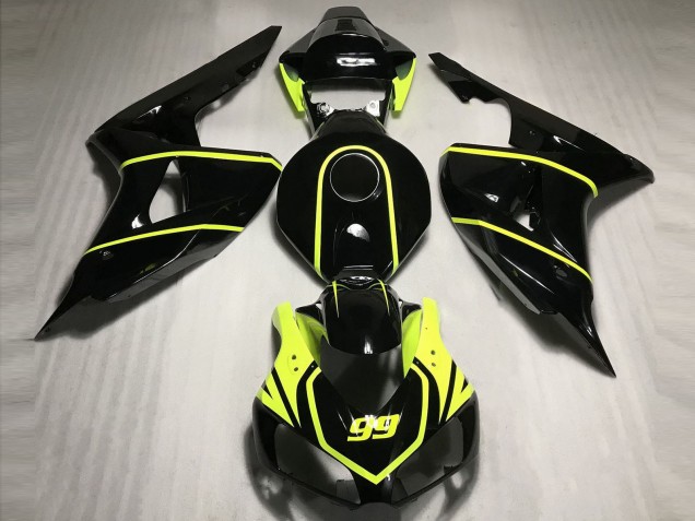 Lojas Carenagens Moto Honda CBR1000RR 2006-2007 - Preto Brilhante Alta Visibilidade Amarelo 99