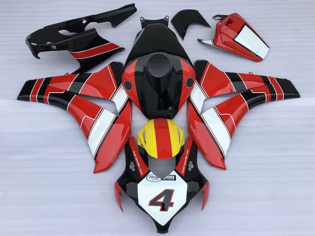Lojas Carenagens Moto Honda CBR1000RR 2008-2011 - Vermelho Branco Amarelo Preto Brilhante Estilo de Corrida