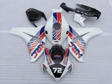 Lojas Carenagens Moto Honda CBR1000RR 2008-2011 - Branco Azul Vermelho HRC 72