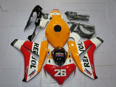 Lojas Carenagens Moto Honda CBR1000RR 2008-2011 - Laranja Branco Vermelho Preto Brilhante Repsol 26