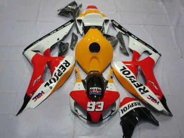 Lojas Carenagens Moto Honda CBR1000RR 2006-2007 - Laranja Branco Vermelho Preto Brilhante Repsol HRC 93