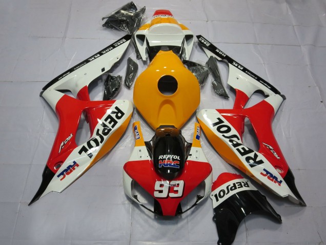 Lojas Carenagens Moto Honda CBR1000RR 2006-2007 - Laranja Branco Vermelho Preto Brilhante Repsol HRC 93