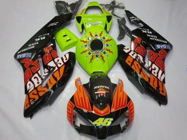 Lojas Carenagens Moto Honda CBR1000RR 2004-2005 - Verde Limão Laranja Preto Brilhante Rossi 46