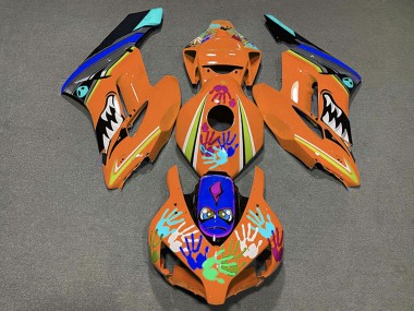 Lojas Carenagens Moto Honda CBR1000RR 2004-2005 - Laranja Azul Preto Tubarão