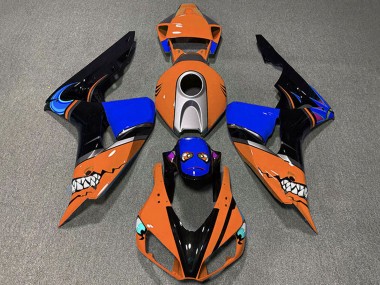 Lojas Carenagens Moto Honda CBR1000RR 2006-2007 - Laranja Prata Azul Preto Brilhante Tubarão