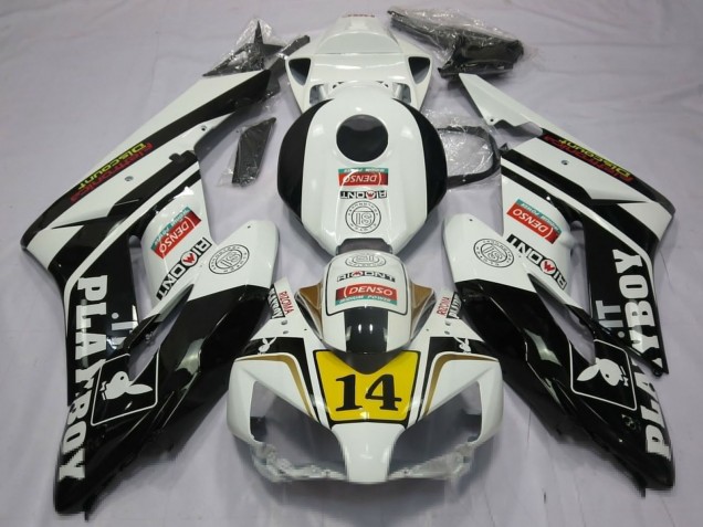 Lojas Carenagens Moto Honda CBR1000RR 2004-2005 - Branco Preto Brilhante Amarelo Playboy 14