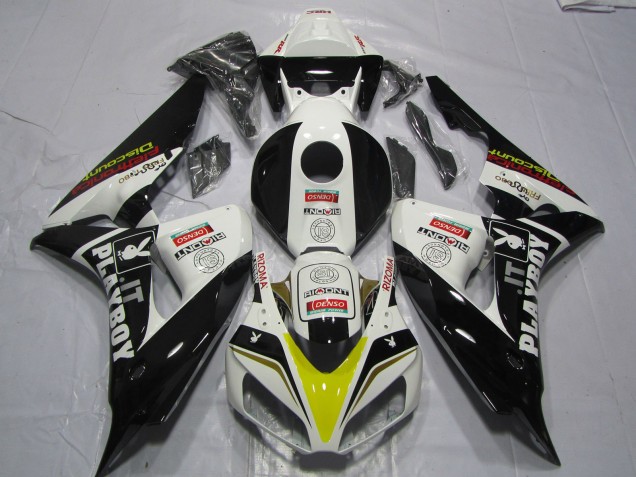 Lojas Carenagens Moto Honda CBR1000RR 2006-2007 - Branco Amarelo Vermelho Preto Brilhante Denso PlayBoy