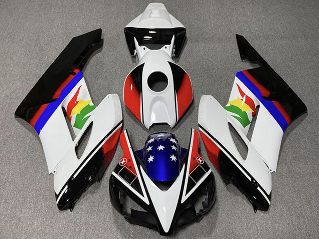 Lojas Carenagens Moto Honda CBR1000RR 2004-2005 - Branco Vermelho Azul Preto Brilhante Estrela