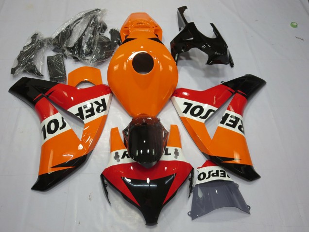 Lojas Carenagem Moto Honda CBR1000RR 2008-2011 - Laranja Branco Vermelho Preto Brilhante Repsol