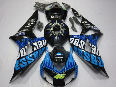 Lojas Carenagens Moto Honda CBR1000RR 2006-2007 - Preto Brilhante Azul Rossi 46
