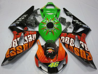 Lojas Carenagens Moto Honda CBR1000RR 2006-2007 - Verde Laranja Preto Brilhante Rossi 46