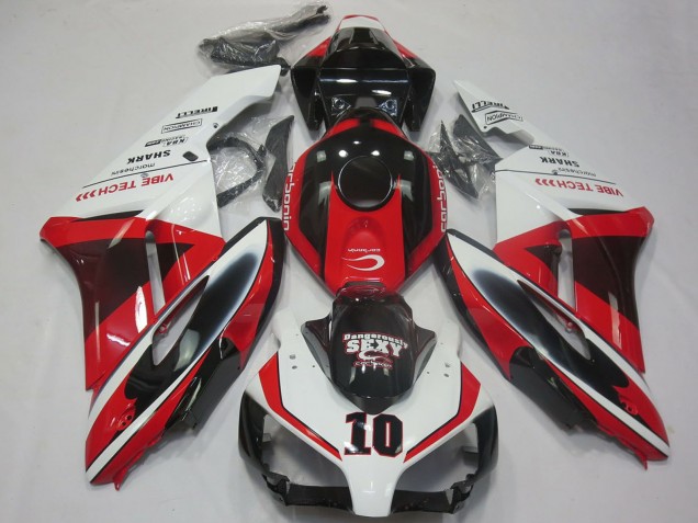 Lojas Carenagens Moto Honda CBR1000RR 2004-2005 - Branco Vermelho Preto Brilhante Sexy VIBE TECH
