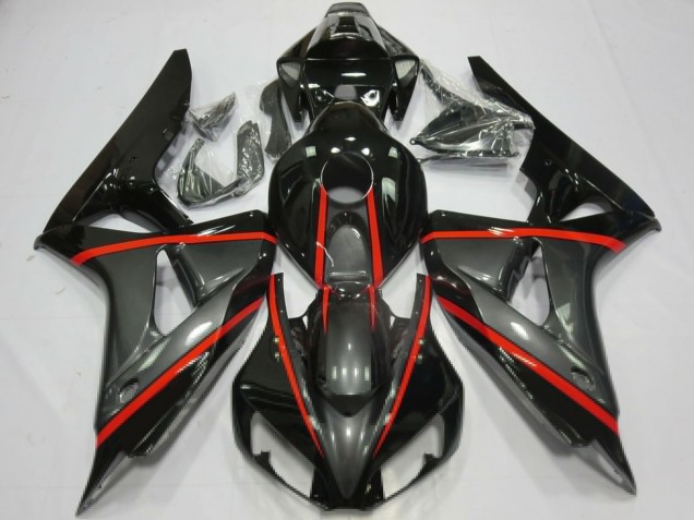 Lojas Carenagens Moto Honda CBR1000RR 2006-2007 - Preto Brilhante Cinzento Vermelho
