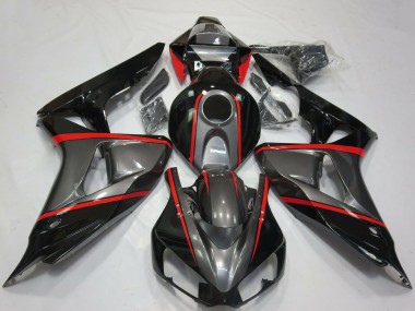 Lojas Carenagens Moto Honda CBR1000RR 2006-2007 - Cinzento Preto Brilhante Vermelho Listra