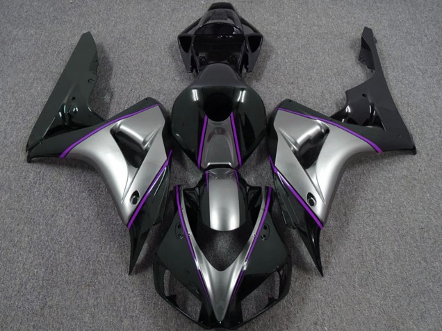 Lojas Carenagens Moto Honda CBR1000RR 2006-2007 - Prata Roxo Preto Brilhante Risca de giz