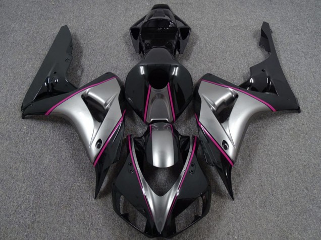 Lojas Carenagens Moto Honda CBR1000RR 2006-2007 - Prata Rosa Preto Brilhante Risca de giz