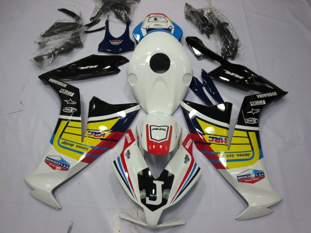 Lojas Carenagens Moto Honda CBR1000RR 2012-2016 - Branco Amarelo Preto Brilhante