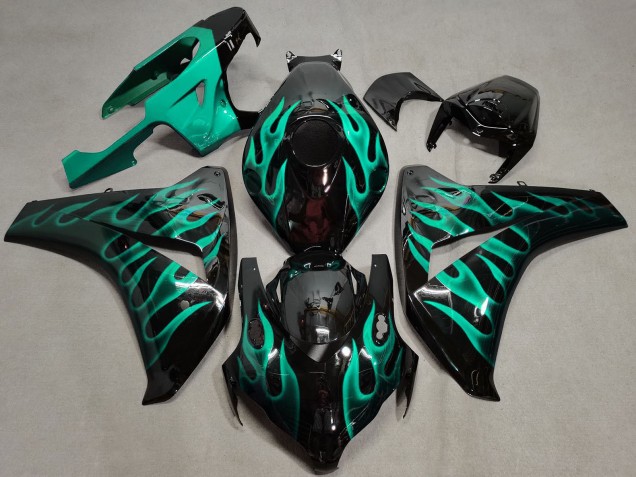 Lojas Carenagens Moto Honda CBR1000RR 2008-2011 - Preto Brilhante Verde Chama
