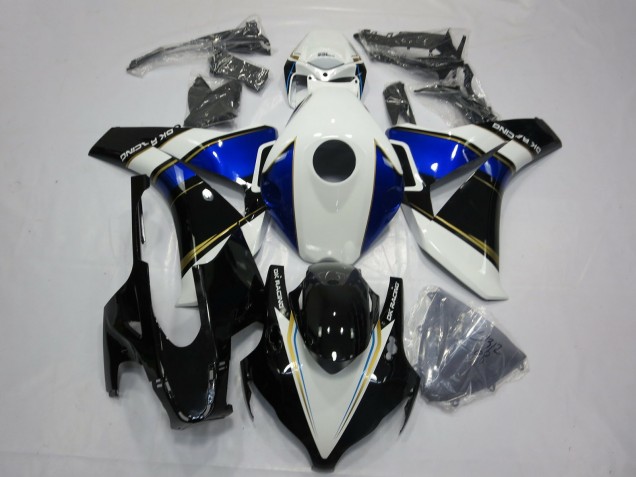 Lojas Carenagens Moto Honda CBR1000RR 2008-2011 - Branco Azul Ouro Preto Brilhante