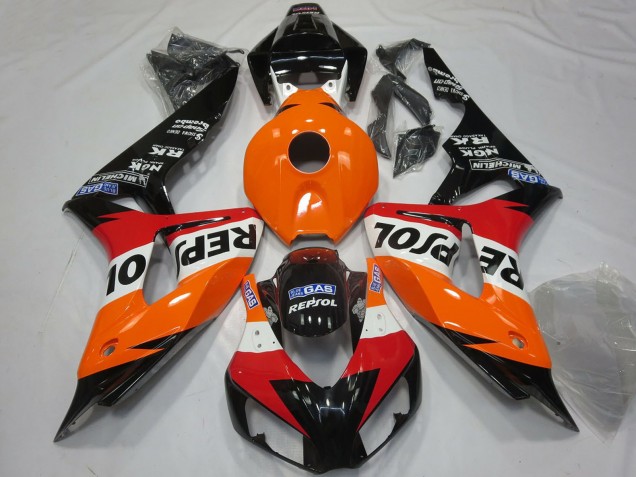 Lojas Carenagens Moto Honda CBR1000RR 2006-2007 - Laranja Branco Vermelho Preto Brilhante Repsol