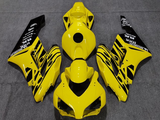 Lojas Carenagens Moto Honda CBR1000RR 2004-2005 - Amarelo Preto Brilhante Chama